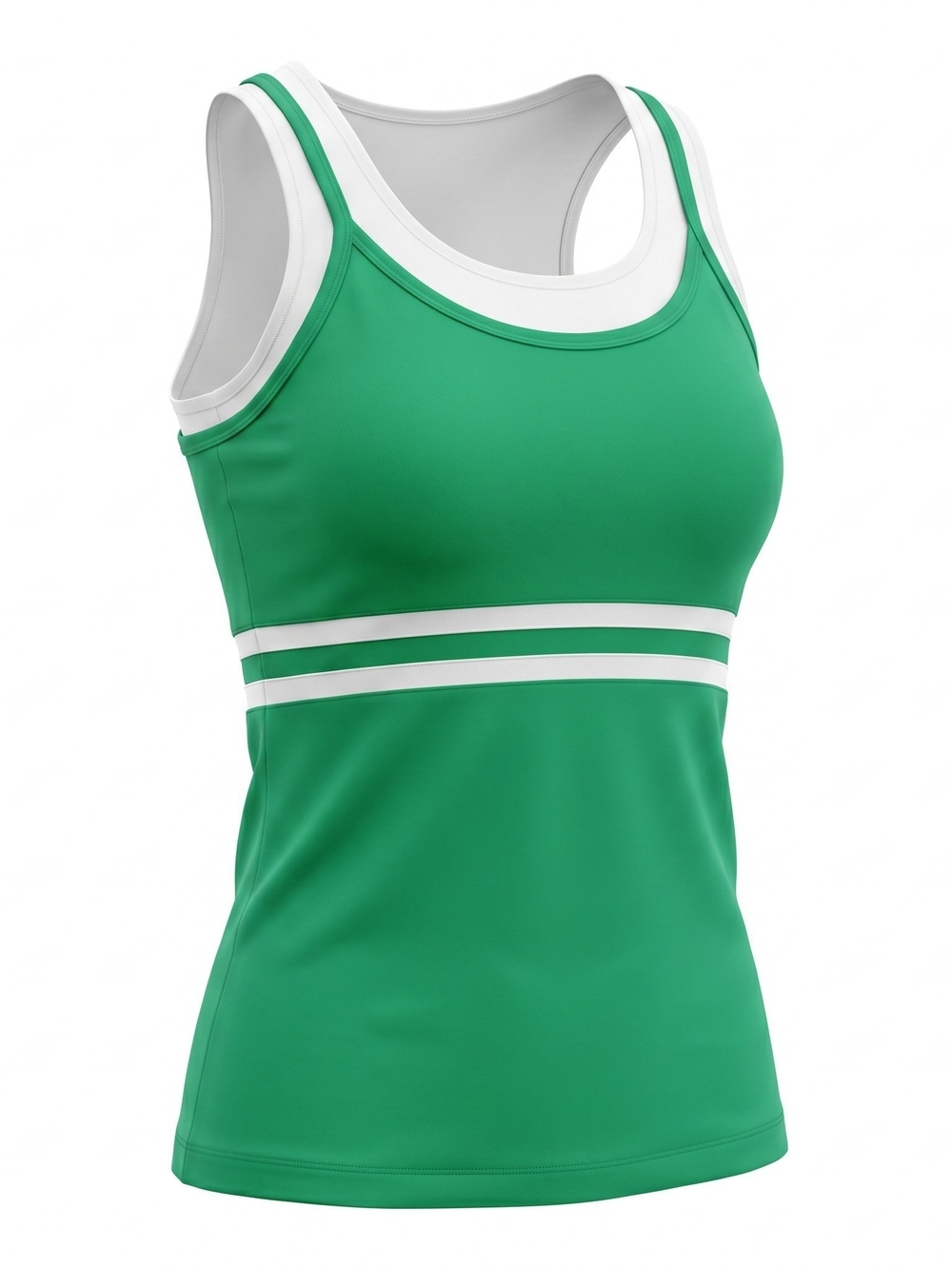 Source Unknown Green Tank with White Trim and Waist Stripes